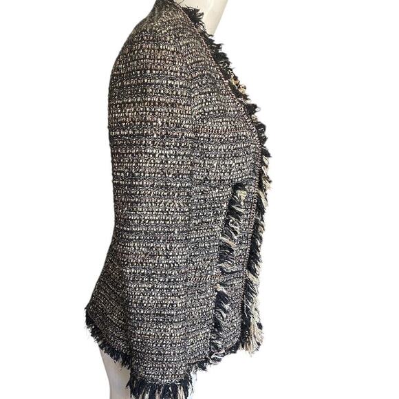 BOSTON PROPER Parisian Tweed Blazer Jacket Bronze Chain Sequins Size 6 - Picture 2 of 9